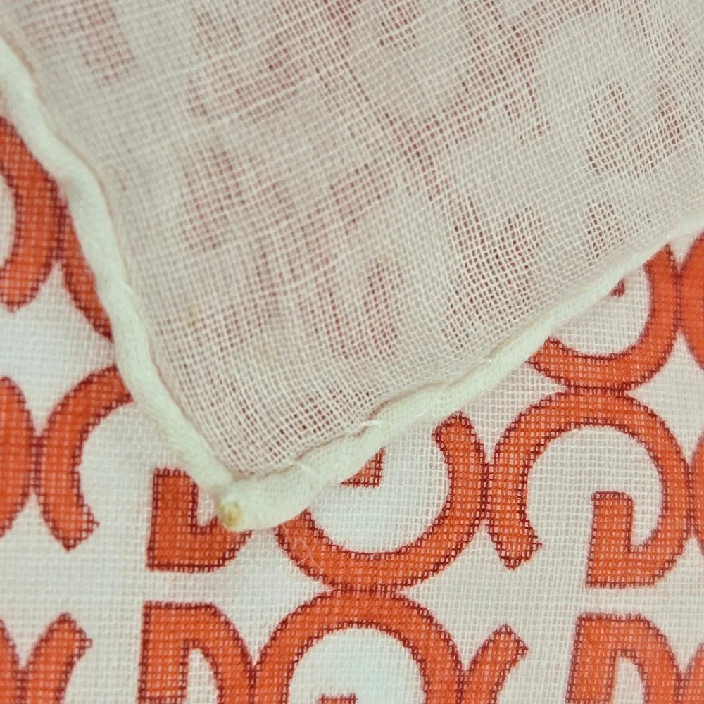 Vintage Gucci Handkerchief Orange Monogram G Fine Cotton Gauze Pocket Square Box